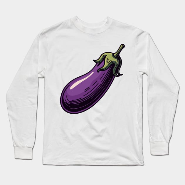 Eggplant Long Sleeve T-Shirt by CreativeSage